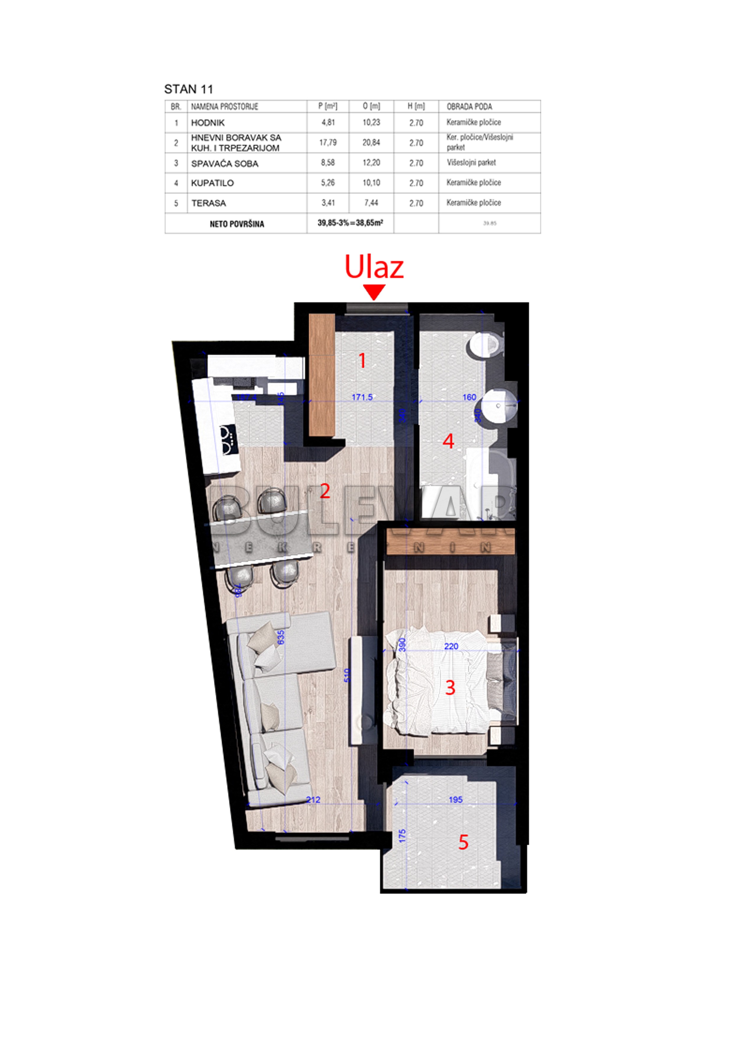 Stan 38,65 m2, drugi sprat - Kragujevac, Aerodrom, u izgradnji