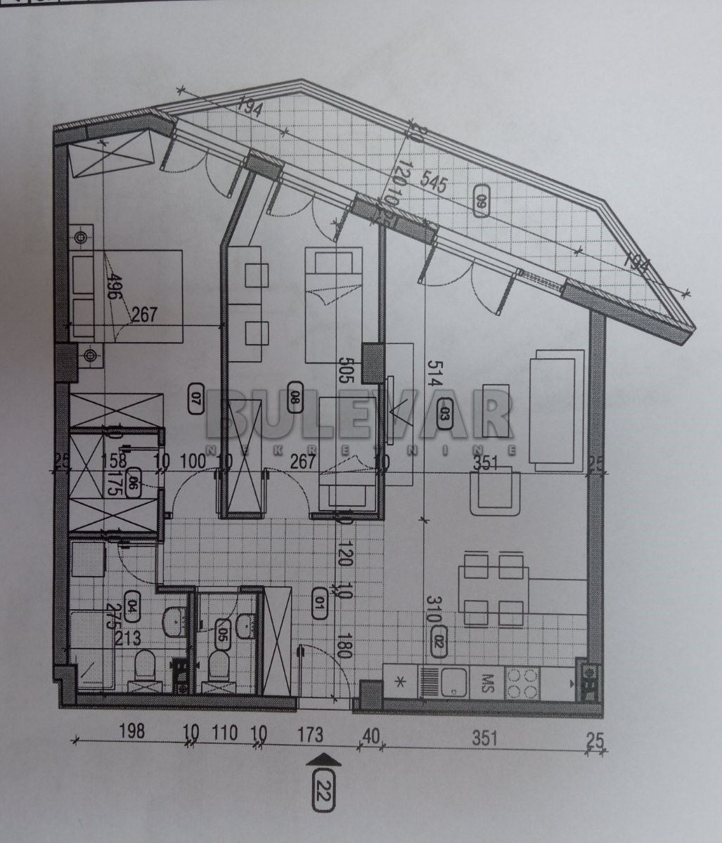 Kragujevac, stan na trećem spratu u ekskluzivnoj zoni 82,57 m2, u izgradnji
