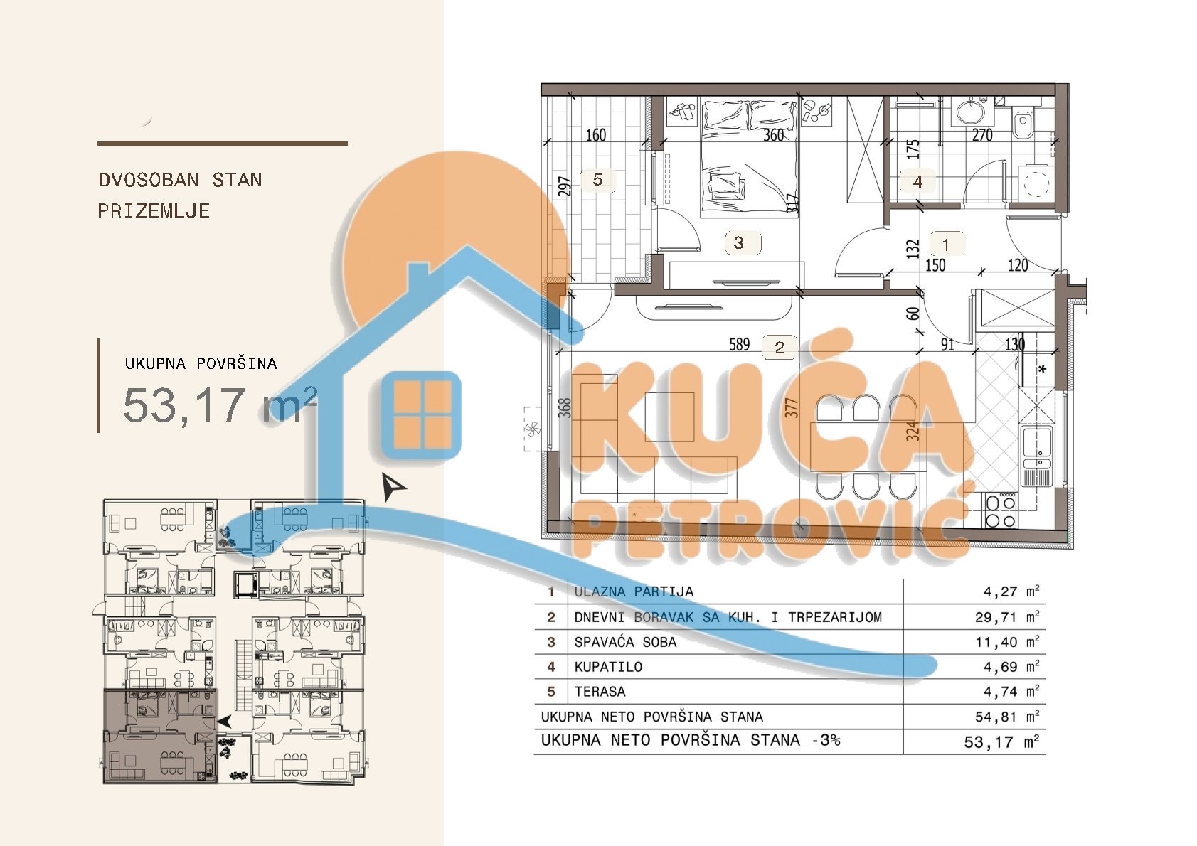 Dvosoban stan Ledena stena 53,17m², 0 sprat — slika 5