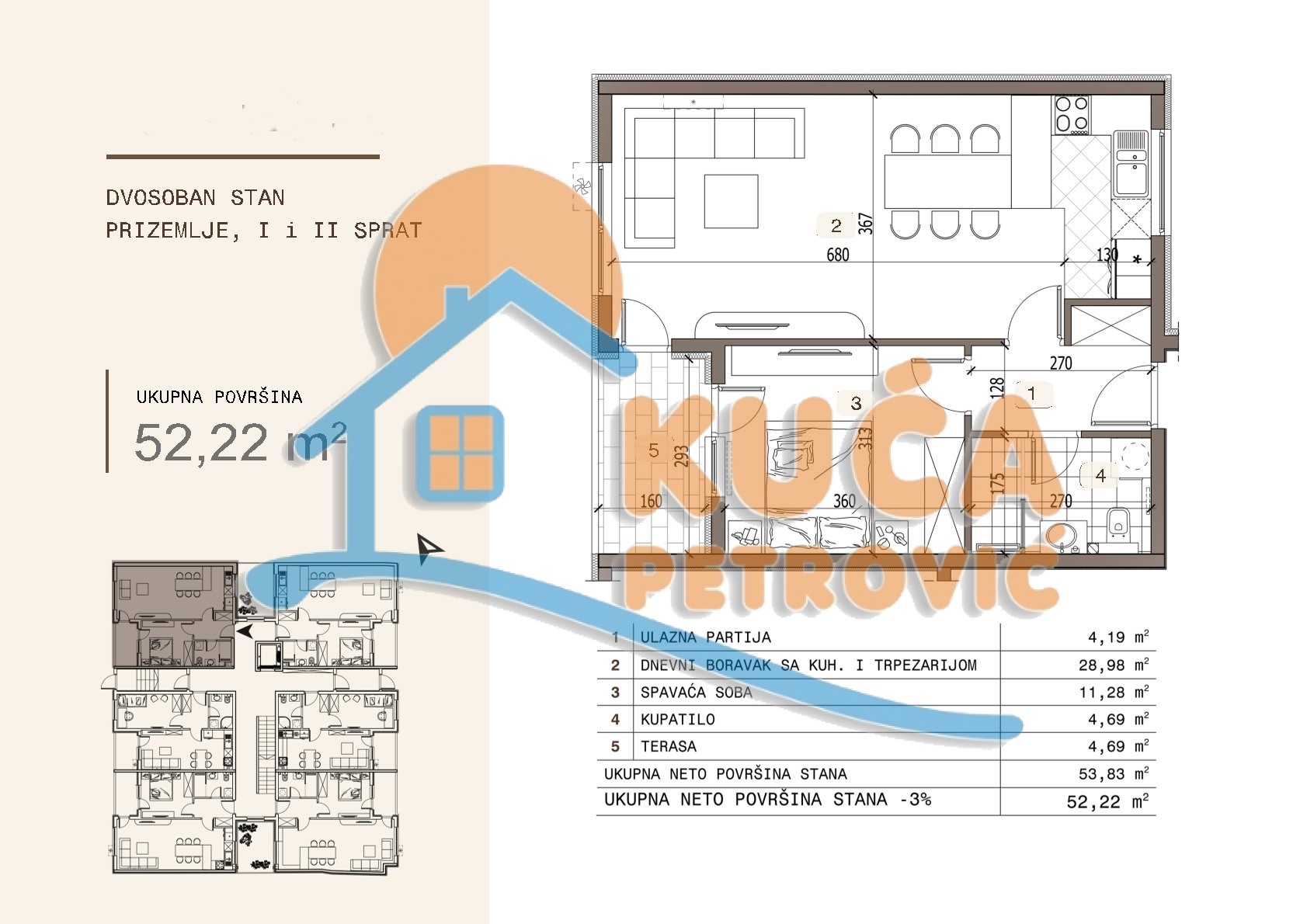 Dvosoban stan Ledena stena 52,22m², 0 sprat — slika 5