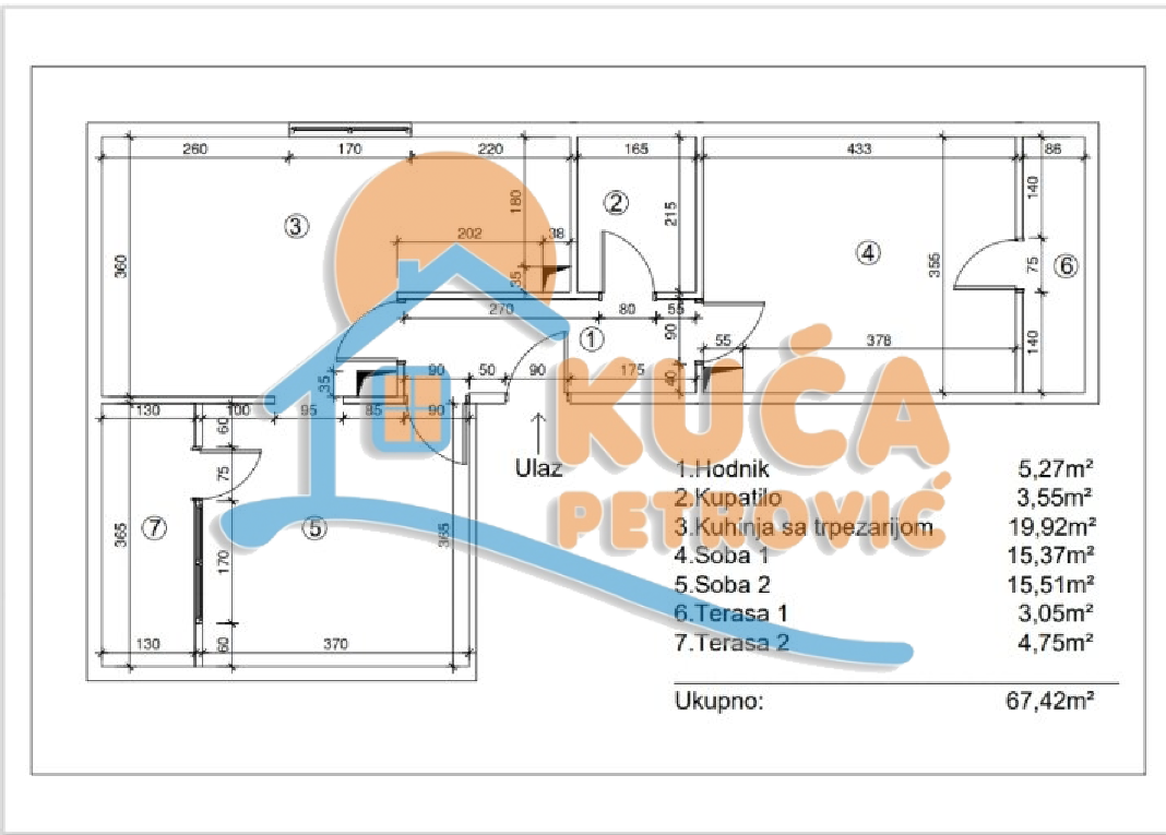 Dvosoban stan Durlan 67m², 5 sprat — slika 13