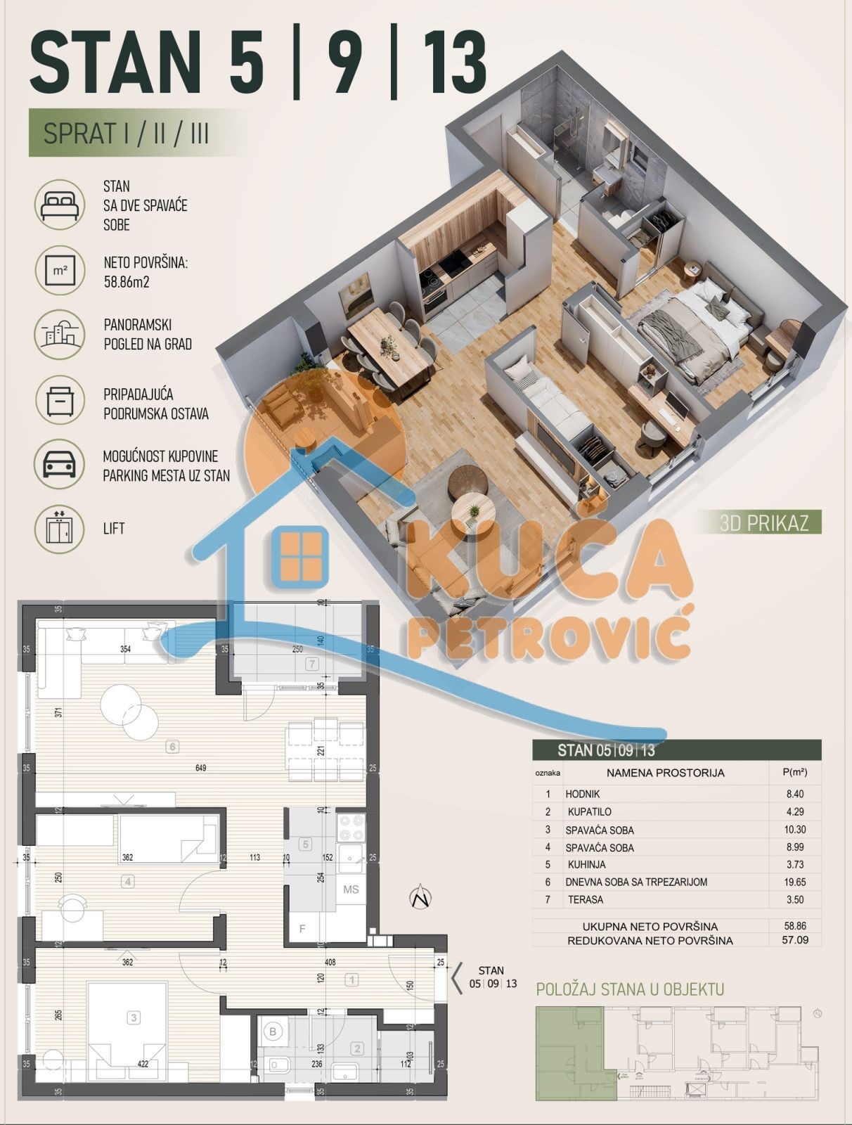 Dvoiposoban stan Palilula 58,86m², 1 sprat — slika 3