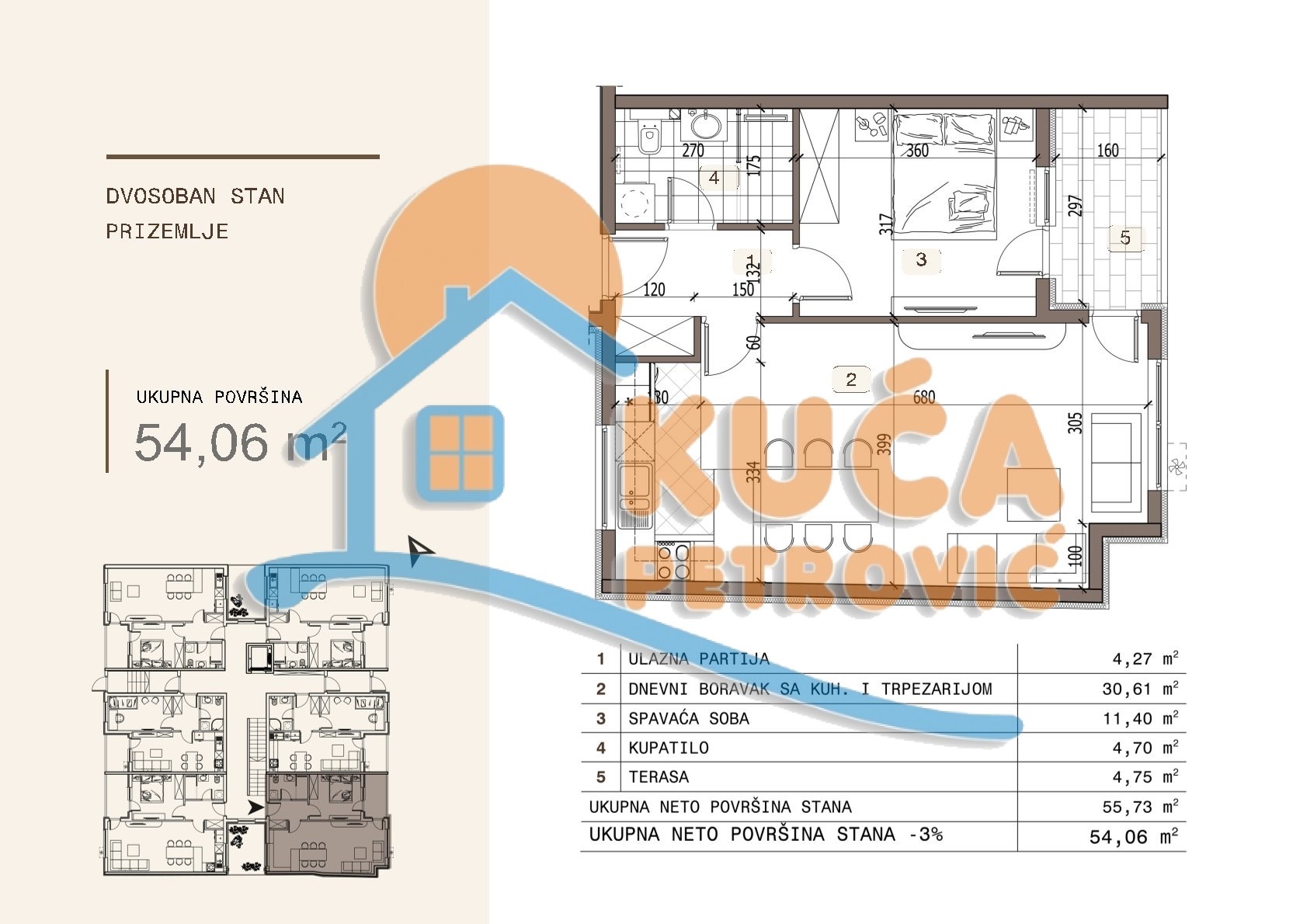 Dvosoban stan Ledena stena 54,06m², 0 sprat — slika 5