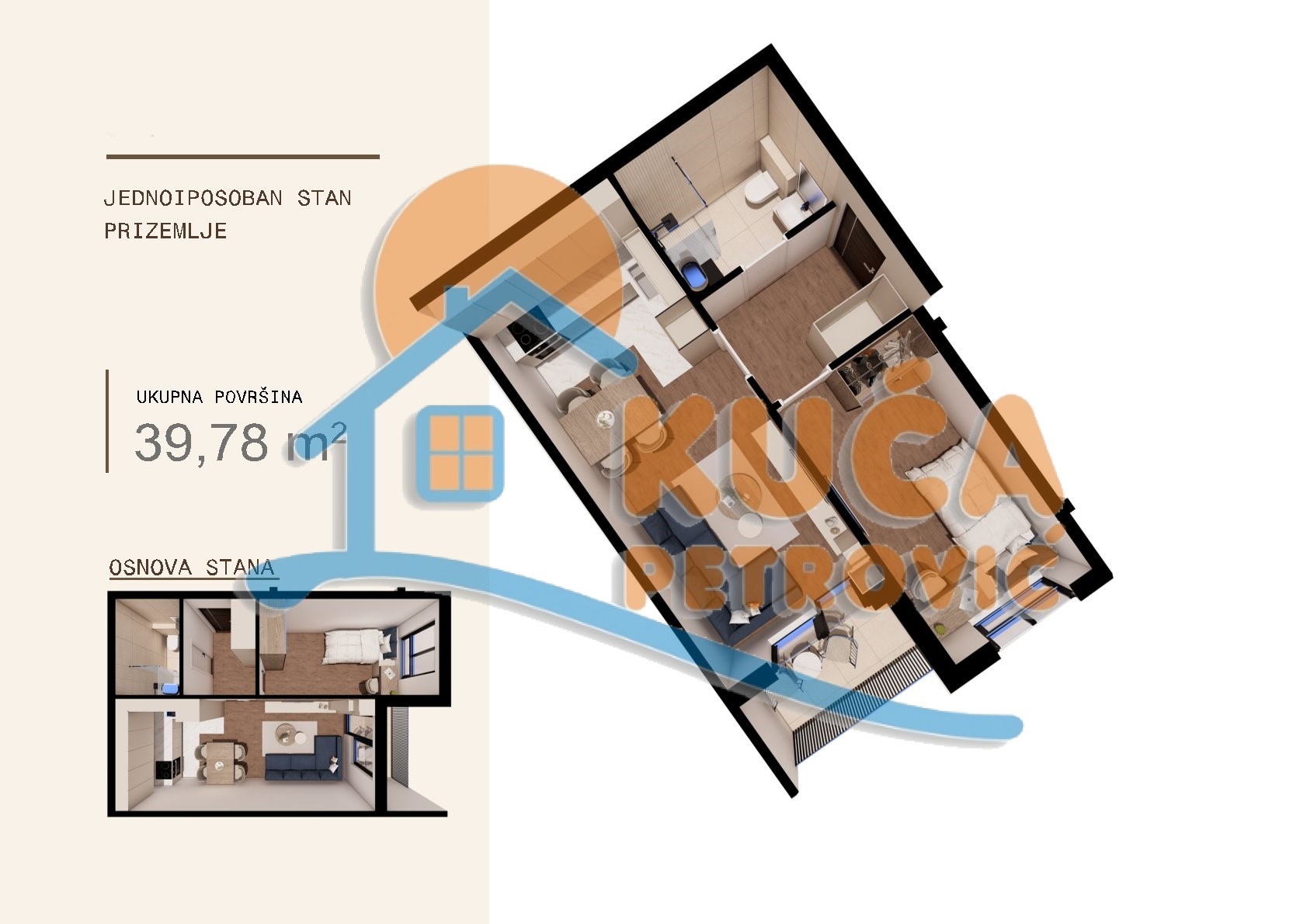 Jednoiposoban stan Ledena stena 39,78m², 0 sprat — slika 4